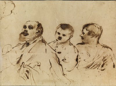 Un vescovo con due bambini da Guercino